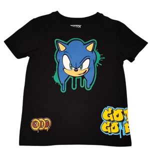 Kids Black T-Shirt with Blue Graphic